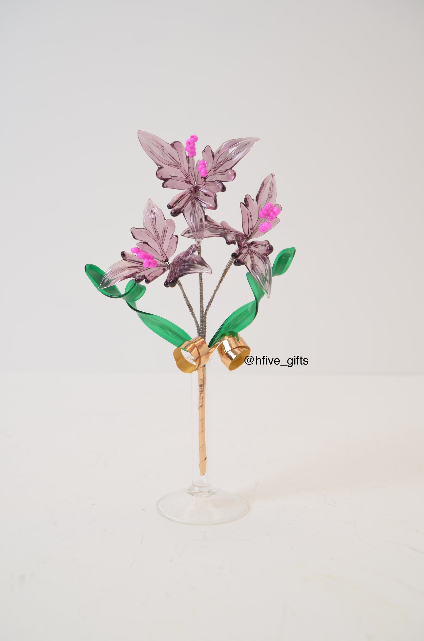 Small Bohemian Crystal Flower - Purple Pink