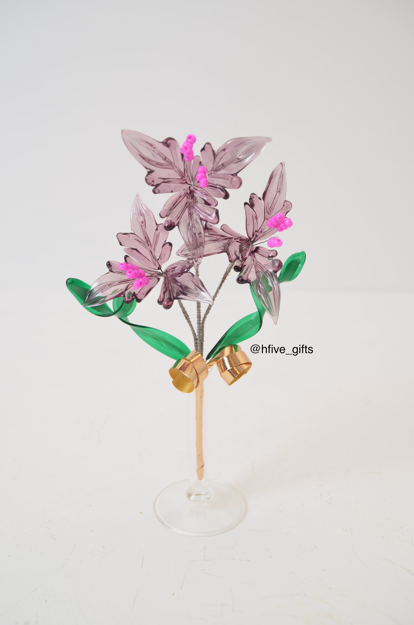 Small Bohemian Crystal Flower - Purple Pink