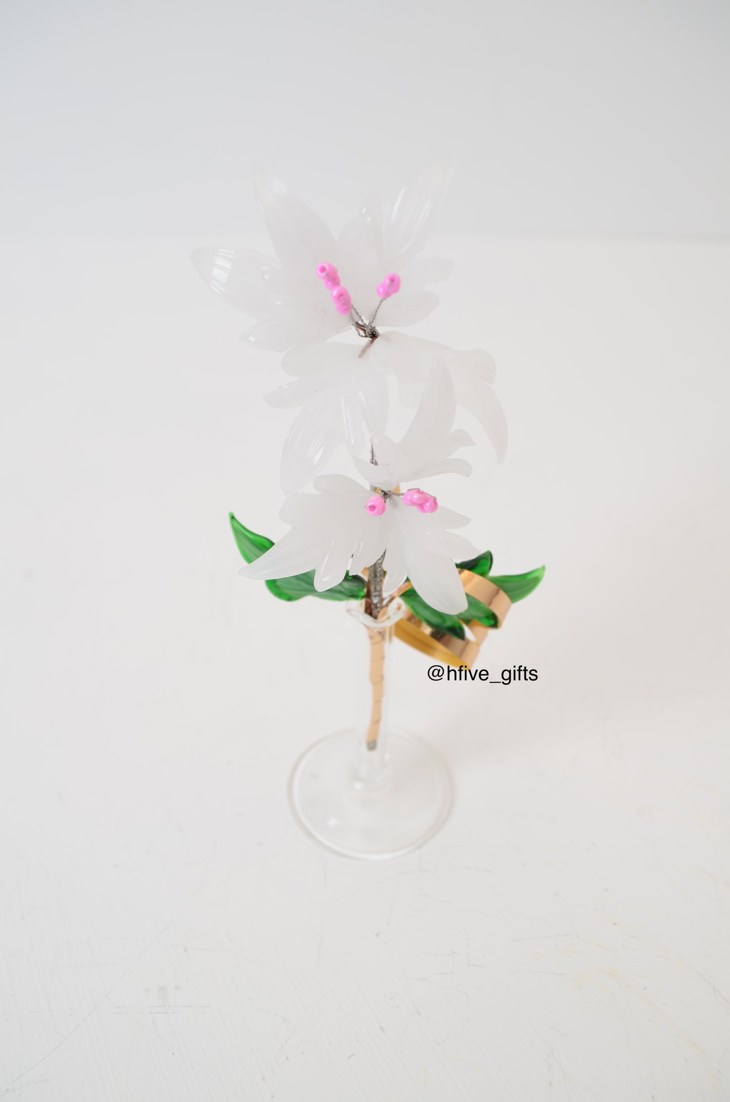 Small Bohemian Crystal Flower - White