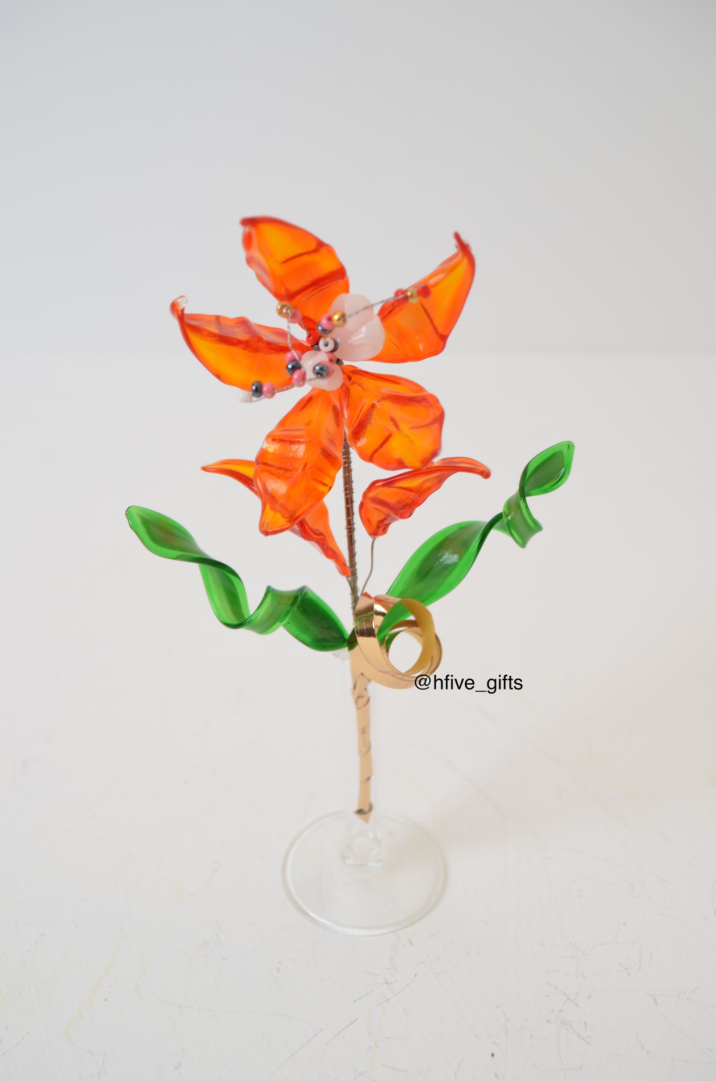 Small Bohemian Crystal Flower - Orange Mix