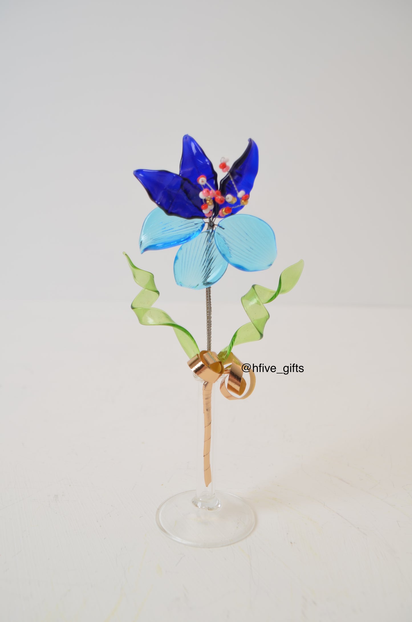 Small Bohemian Crystal Flower - Two Blues