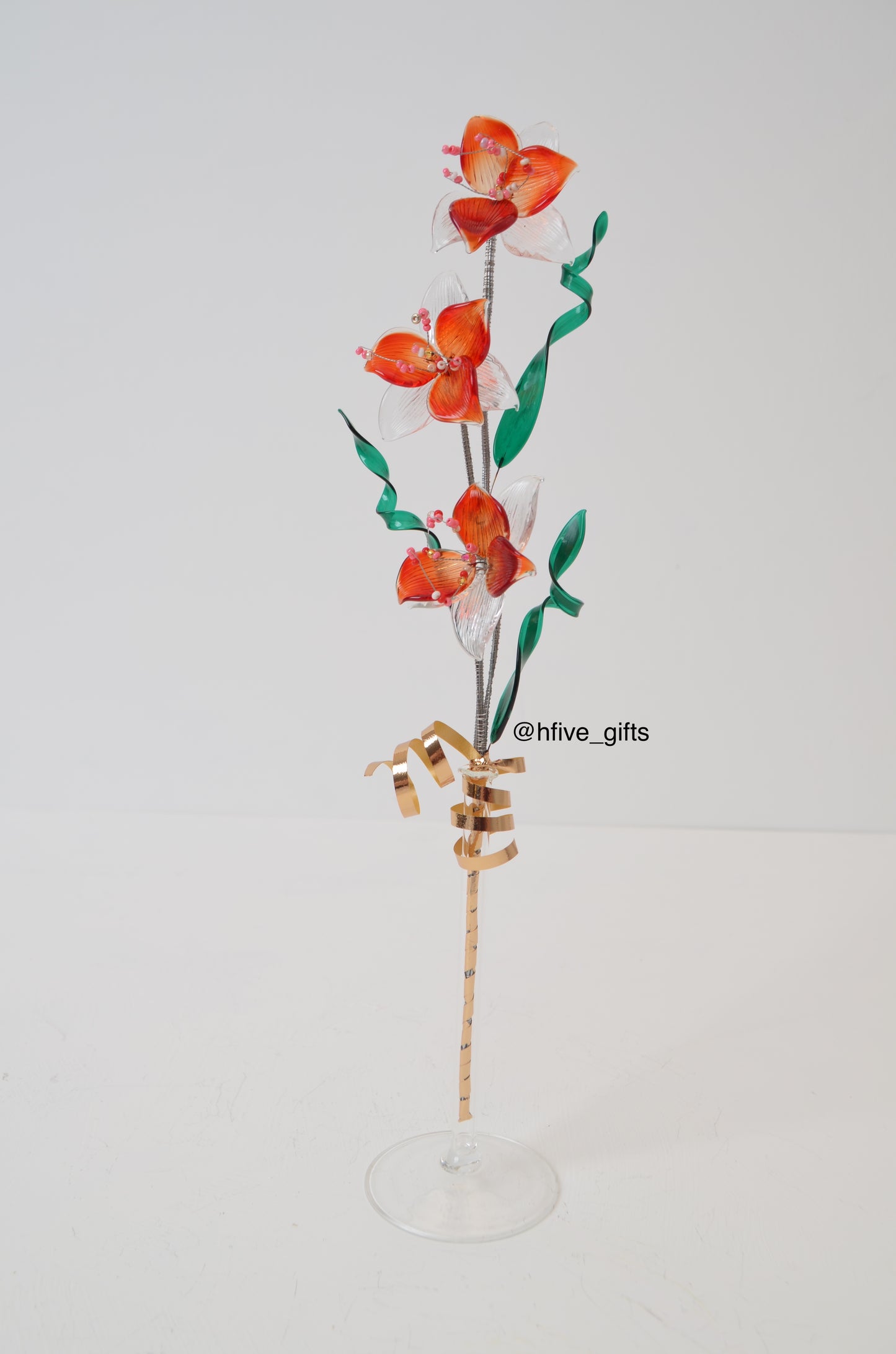 Bohemian Crystal Flower - Orange White