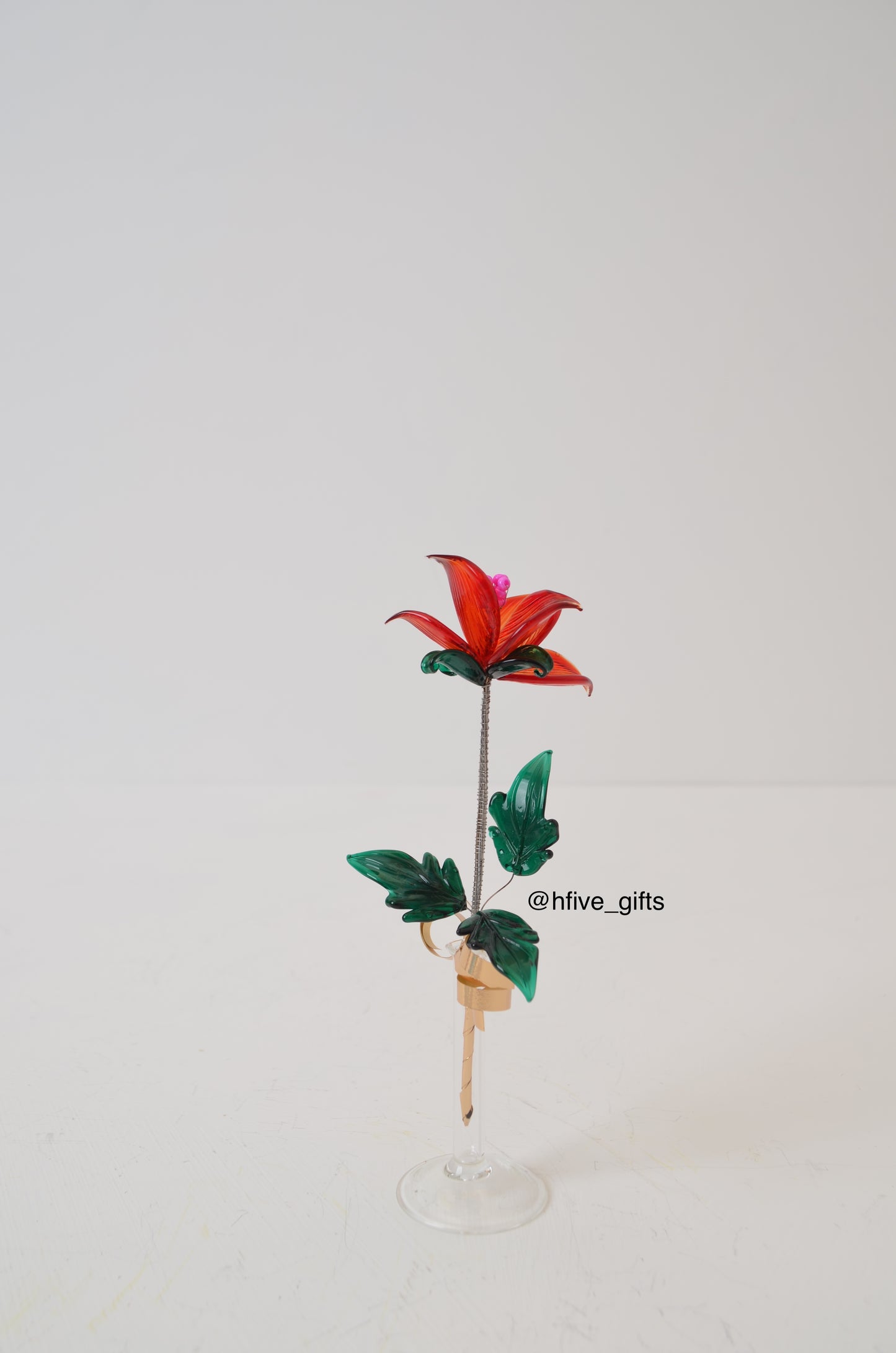 Small Bohemian Crystal Flower - Red
