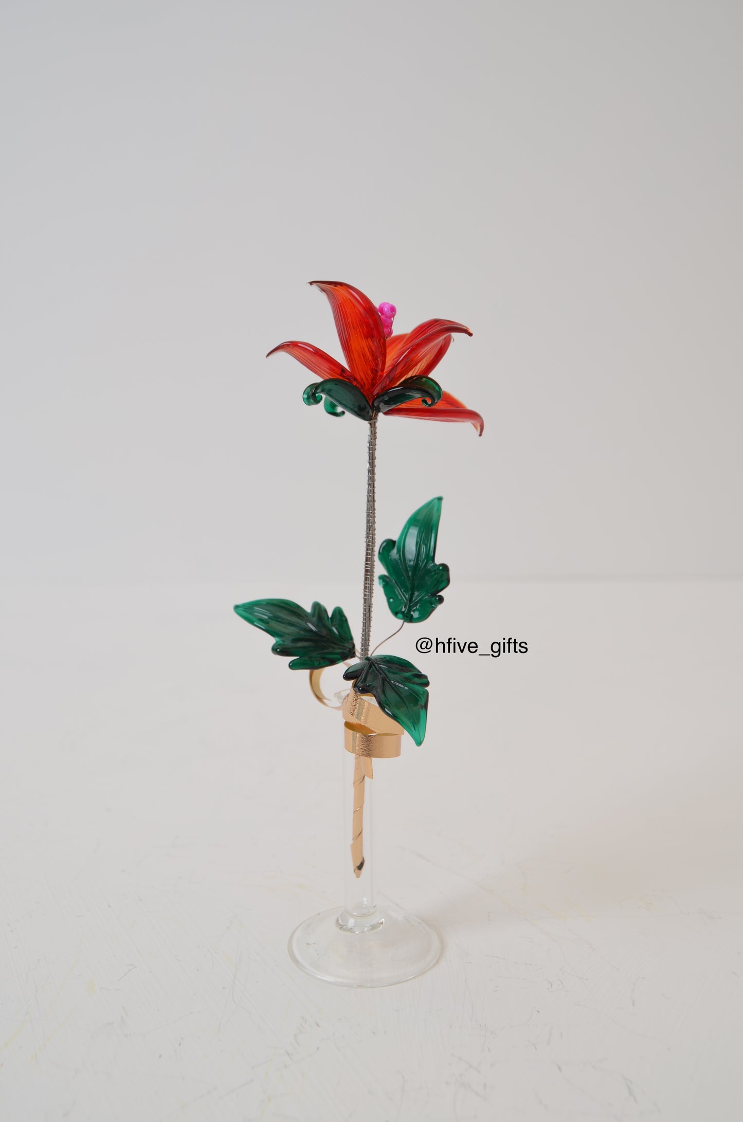 Small Bohemian Crystal Flower - Red