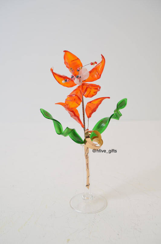 Small Bohemian Crystal Flower - Orange Mix