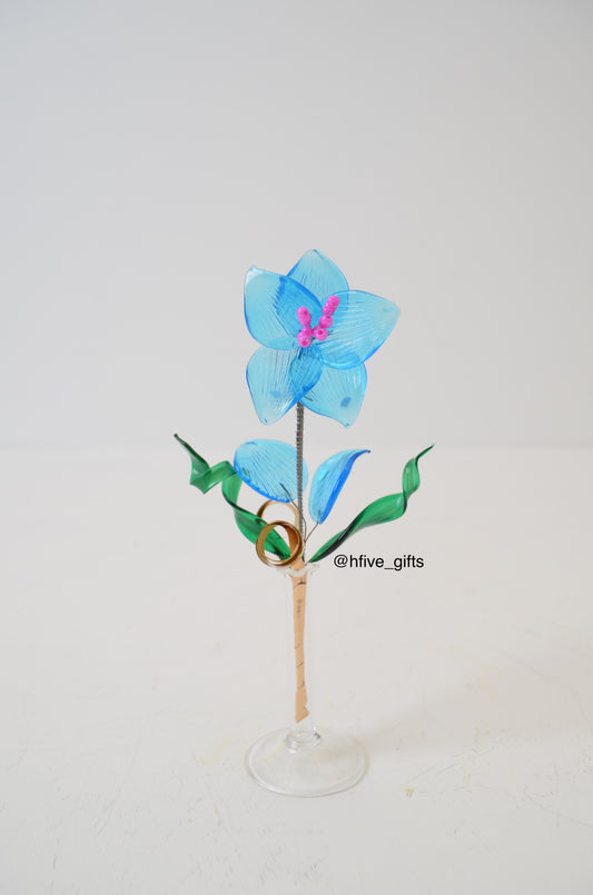 Small Bohemian Crystal Flower - Blue Pink